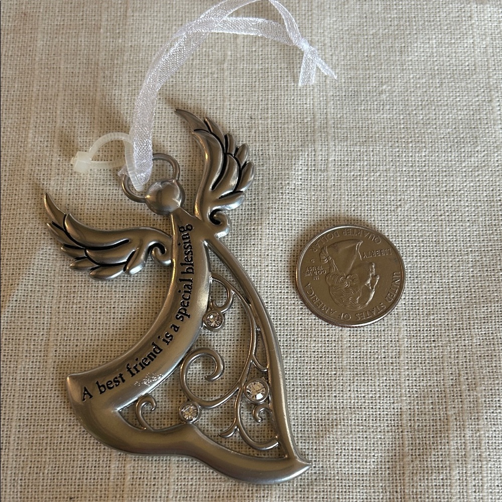 Silver Angel Ornament with Inspirational Quote